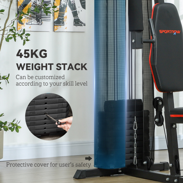 SPORTNOW Home Gym Machine Compact Multi Gym with 45kg Weight Stack - Image 4