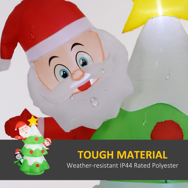 Outsunny 8ft Christmas Blow Up Christmas Tree with Santa Claus for Outdoor - Image 4