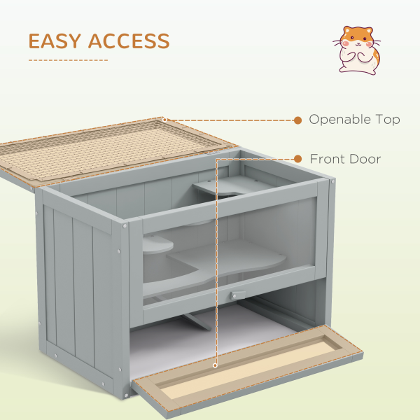PawHut 2 Levels Wooden Hamster Cage Mice Rodents Hutch Small Animals - Image 5