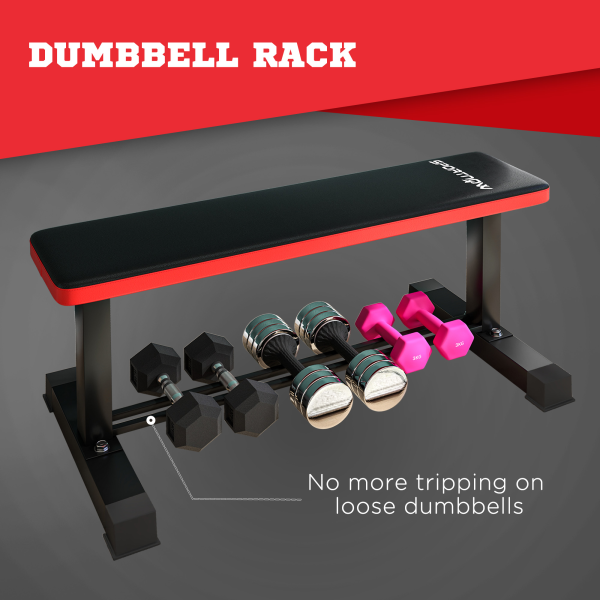 SPORTNOW Flat Weight Bench with Dumbbell Rack, 300KG Weight Capacity - Image 4