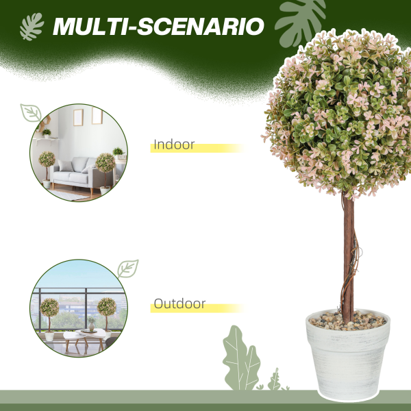 HOMCOM Set of 2 Decorative Artificial Plants, Cream White - Image 5