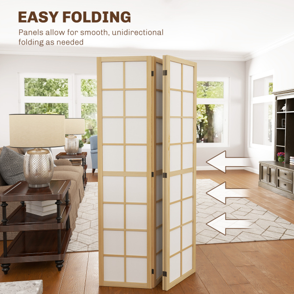 HOMCOM Indoor Room Partition, 4 Panel Folding Room Divider, 160 x 170cm - Image 5
