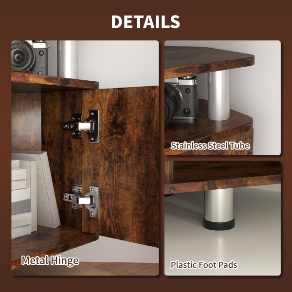 HOMCOM TV Unit Cabinet with Storage Shelves Entertainment Center Rustic Brown - Image 4