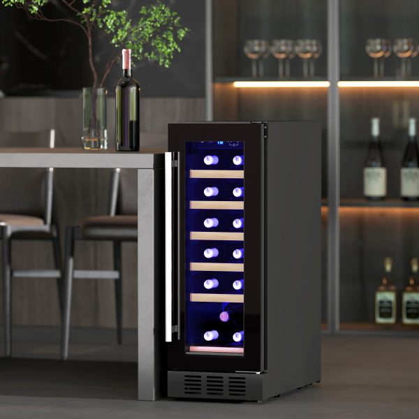 HOMCOM Freestanding / Built-in Wine Cooler Fridge, 19 Bottle, Black - Image 2