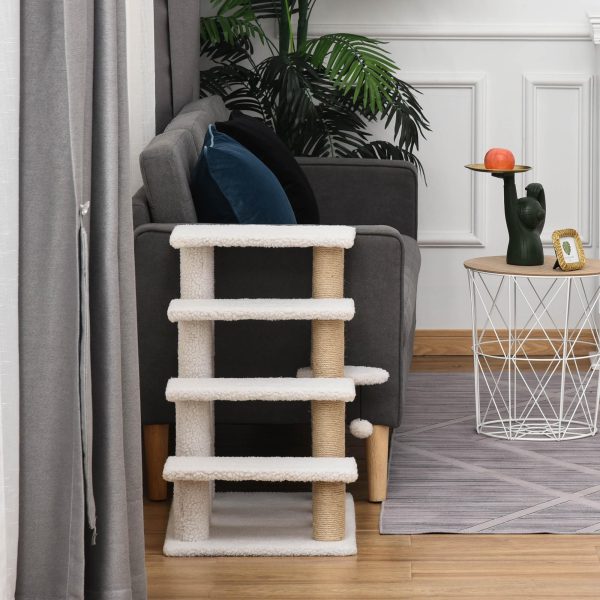 PawHut Pet Stair with 4-step Climb Ladder, Scratching Posts - Image 8