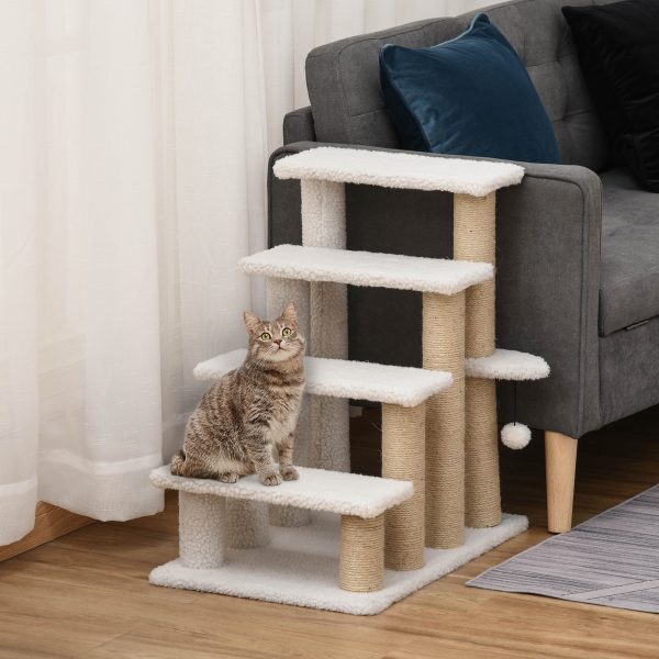 PawHut Pet Stair with 4-step Climb Ladder, Scratching Posts - Image 2