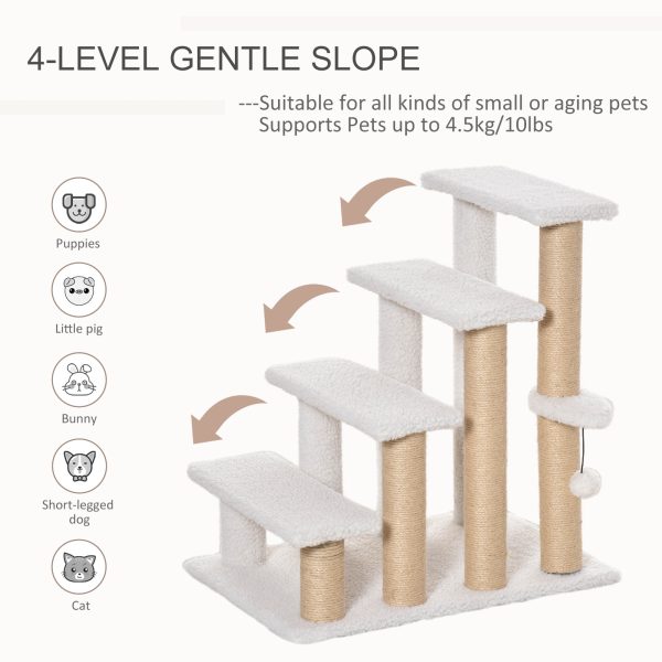 PawHut Pet Stair with 4-step Climb Ladder, Scratching Posts - Image 3