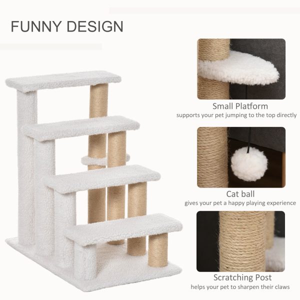 PawHut Pet Stair with 4-step Climb Ladder, Scratching Posts - Image 4