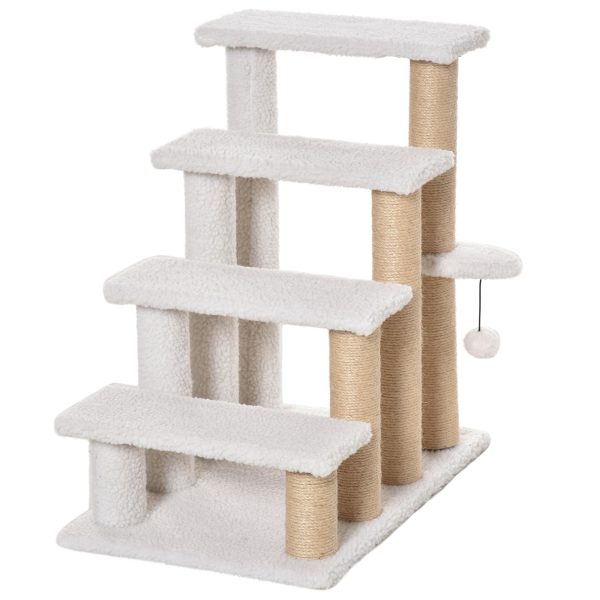 PawHut Pet Stair with 4-step Climb Ladder, Scratching Posts