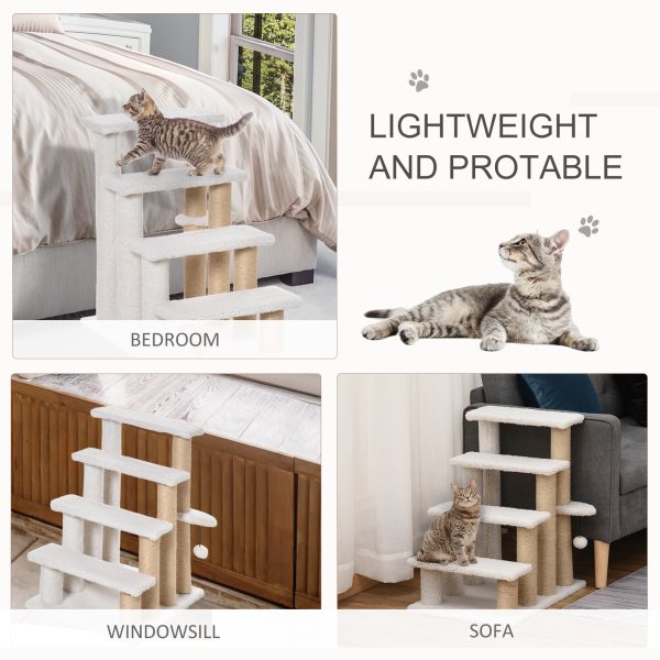PawHut Pet Stair with 4-step Climb Ladder, Scratching Posts - Image 7