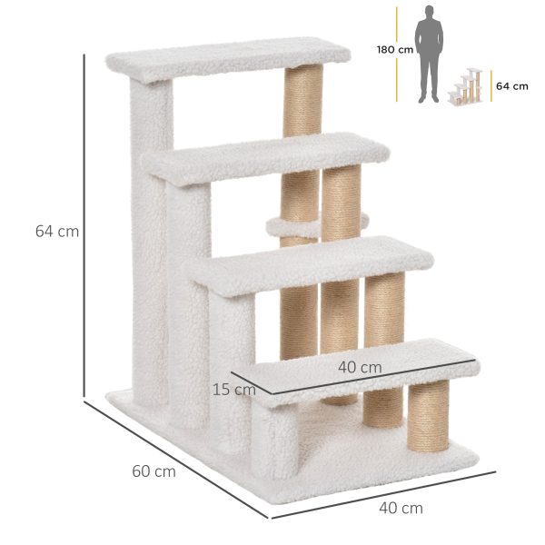 PawHut Pet Stair with 4-step Climb Ladder, Scratching Posts - Image 5