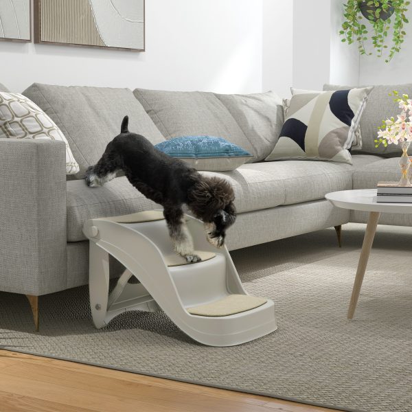 PawHut Foldable Pet Stairs 3 Steps with Non-slip Mats for Small Dogs - Image 2