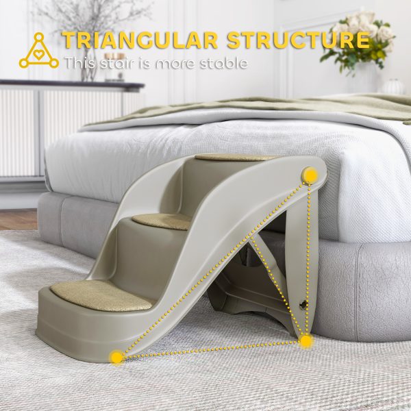PawHut Foldable Pet Stairs 3 Steps with Non-slip Mats for Small Dogs - Image 6