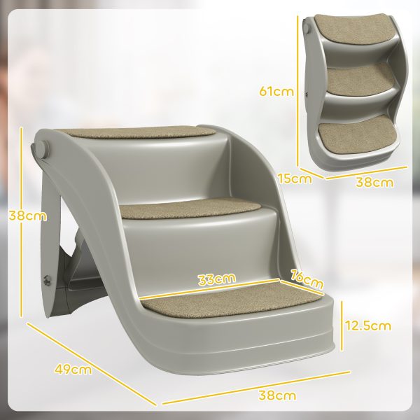 PawHut Foldable Pet Stairs 3 Steps with Non-slip Mats for Small Dogs - Image 5