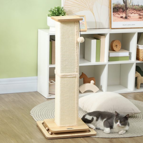 PawHut 87cm Cat Scratching Post 3 in 1 Cat Scratcher w/ Track Ball Toy - Image 7