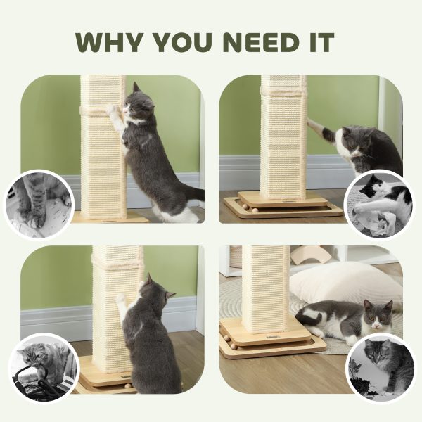 PawHut 87cm Cat Scratching Post 3 in 1 Cat Scratcher w/ Track Ball Toy - Image 6
