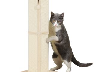 PawHut 87cm Cat Scratching Post 3 in 1 Cat Scratcher w/ Track Ball Toy