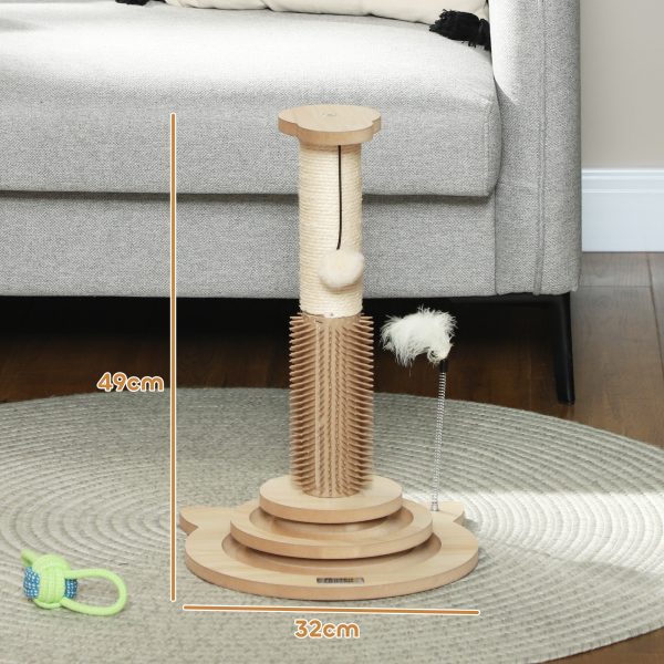 PawHut 49cm Cat Scratching Post with Interactive Track Ball Toy for Indoor - Image 5