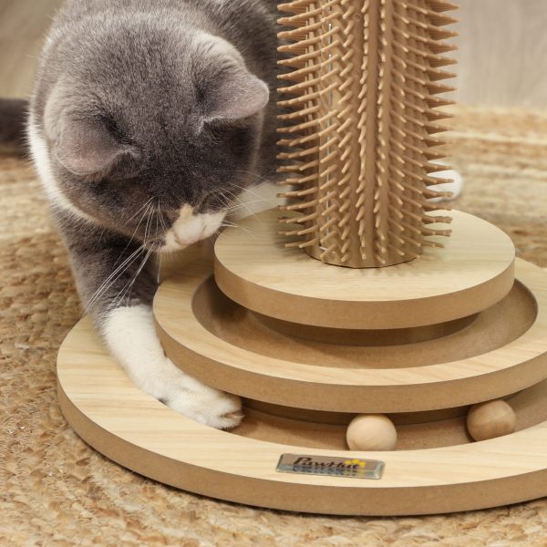 PawHut 49cm Cat Scratching Post with Interactive Track Ball Toy for Indoor - Image 7