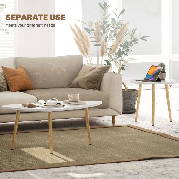 HOMCOM Coffee Table Set of 2 Nesting End Side Tables for Living Room, White - Image 4