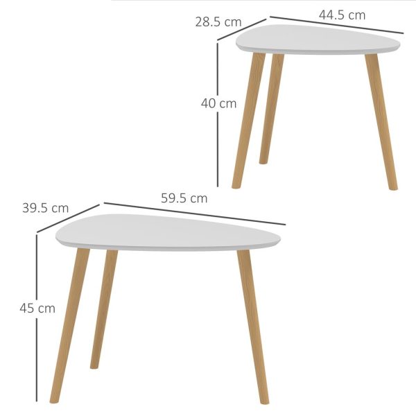 HOMCOM Side Table Set of 2, Modern End Coffee Bedside Tables Grey Natural - Image 5