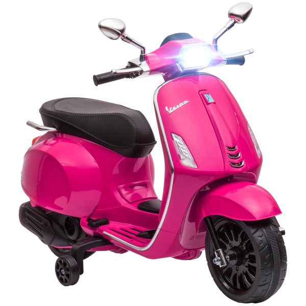 AIYAPLAY Vespa Licensed 12V Kids Electric Motorbike w/ 2 Training Wheels
