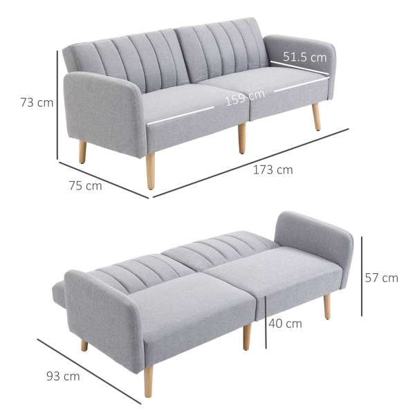 HOMCOM 2 Seater Sofa Bed w/ Adjustable Backrest for Living Room, Guest Room - Image 6