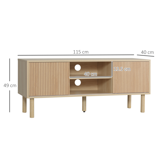 HOMCOM TV Stand Cabinet for TVs up to 50" with Sliding Doors, Natural - Image 6