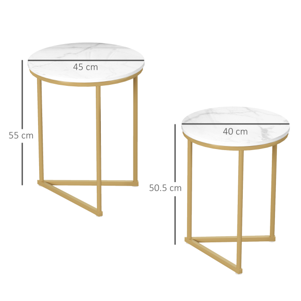 HOMCOM Nesting Coffee Table Set of 2 with Metal Frame, Gold Tone - Image 6