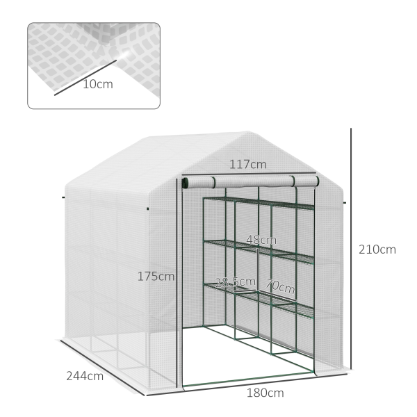 Outsunny Walk-in Garden Greenhouse Shelves Polytunnel Steeple Grow House - Image 6