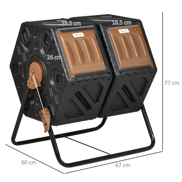 Outsunny 130L Compost Bin Dual Chamber Rotating Composter w/ Ventilation Holes - Image 6