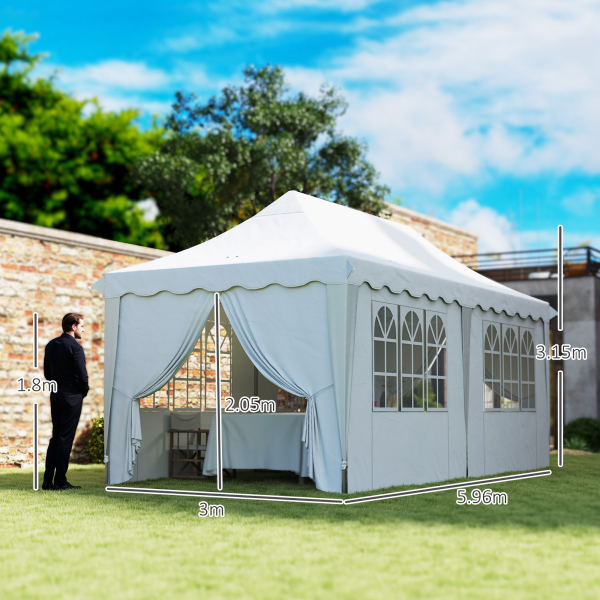 Outsunny 3 x 6m Pop Up Gazebo with Sides and Carry Bag, UPF50+, White - Image 6