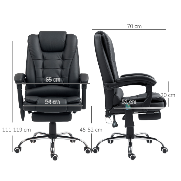 Vinsetto Ergonomic Heated 6 Points Vibration Massage Office Chair Black - Image 6