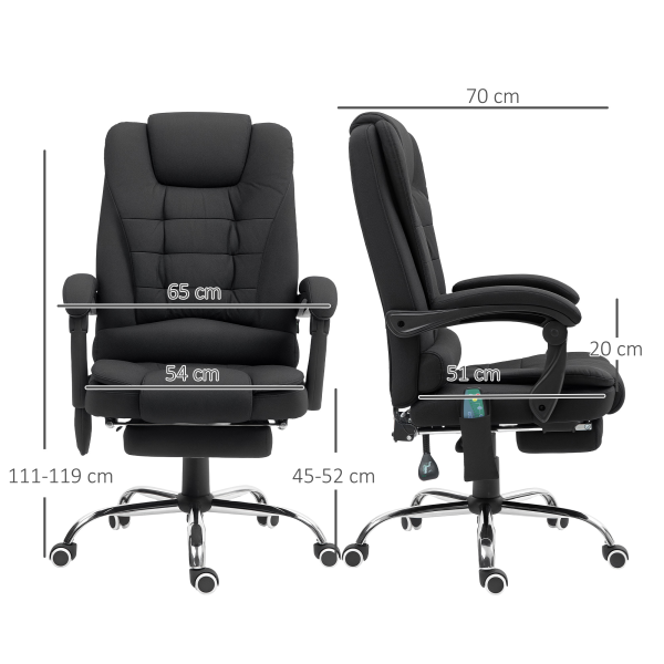 Vinsetto Ergonomic Heated 6 Points Vibration Massage Office Chair Black - Image 6