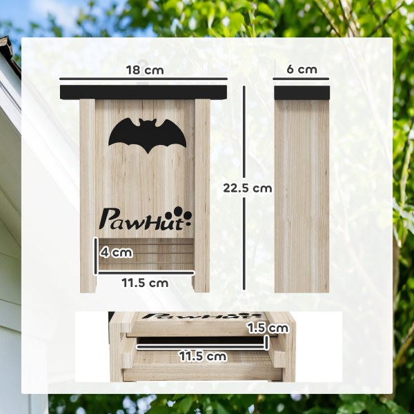 PawHut 3PCs Bat Boxes Designed to Attract Bats, 18 x 6 x 22.5 cm - Image 6