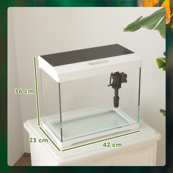 PawHut 27L Glass Fish Tank with Filter System, LED Light, Water Pump, White - Image 6