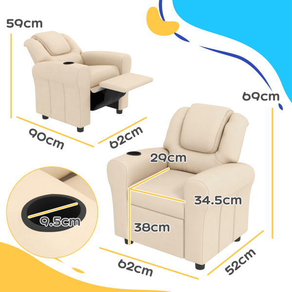HOMCOM Kids Recliner Chair with Adjustable Backrest and Footrest - Image 5