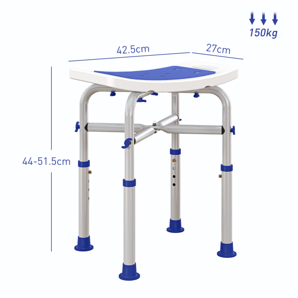 HOMCOM Adjustable Shower Stool with Foot Pads for Elderly Disabled Purple - Image 6