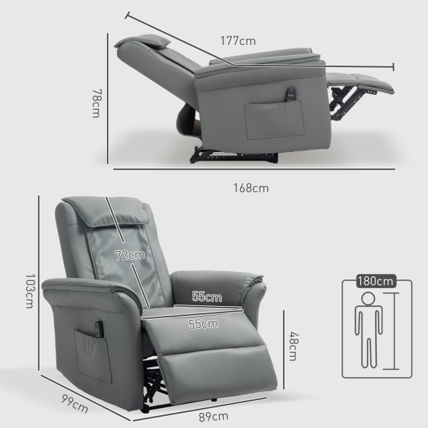 HOMCOM Kneading Massage Recliner Chair Breathable Leather Recliner Armchair - Image 6