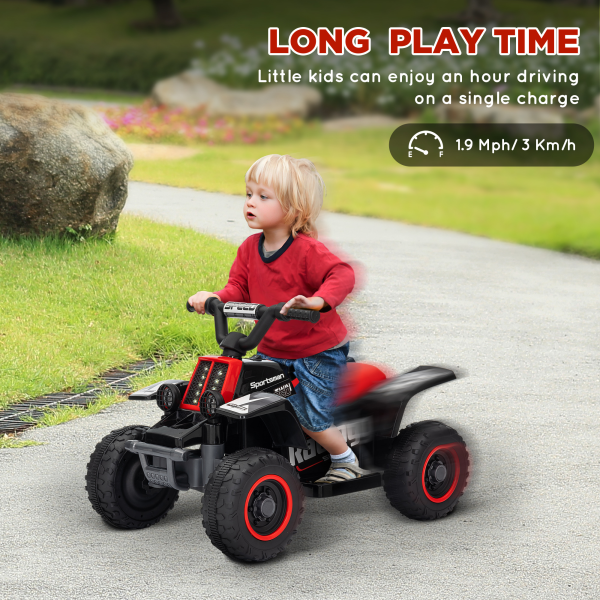 AIYAPLAY 6V Electric Quad Bike for Kids w/ Forward Backward, Black and Red - Image 5