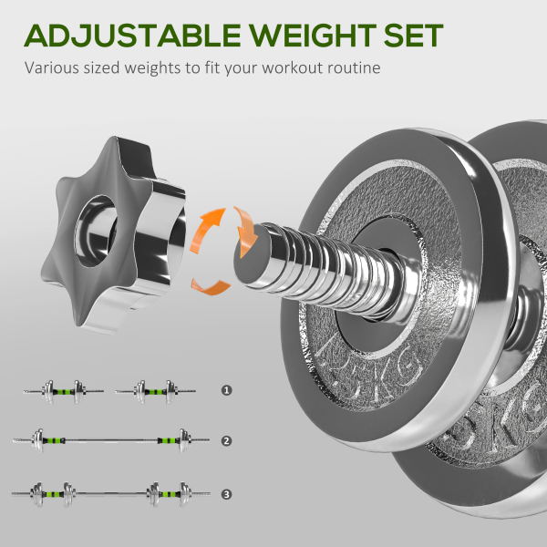 SPORTNOW 20kg 2-in-1 Adjustable Weights Dumbbells Set for Home Gym - Image 5