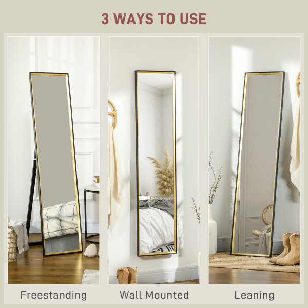 HOMCOM Full Length Mirror Wall Mount Leaning Standing Mirror, Black - Image 5