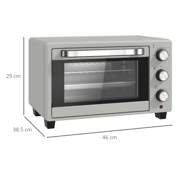 HOMCOM Mini Oven 21L Electric Grill w/ Adjustable Temp 1400W, Silver Tone - Image 6