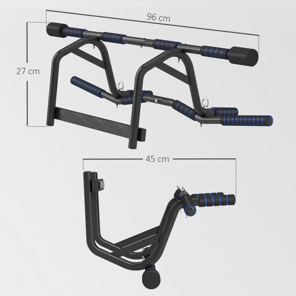 SPORTNOW Multi-Grip Pull Up Bar, Chin Up Bar Doorway with Non-Slip Grips - Image 6