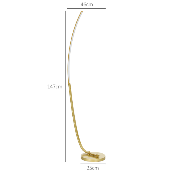 HOMCOM Floor Lamp with LED Strip, Standing Lamp for Living Room, Gold Tone - Image 6