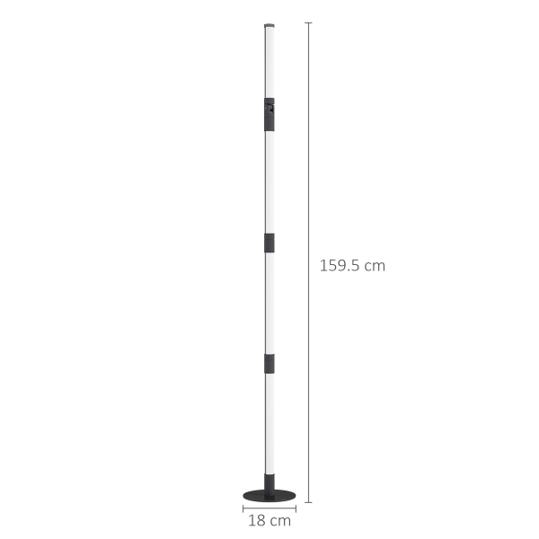HOMCOM LED Floor Lamp, Corner Floor Lamp with App & Remote Control Dark Grey - Image 6