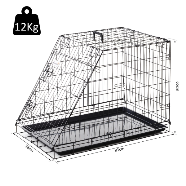 Pawhut Trapeze Collapsible Dog Pet Travel Box Cage Removable Tray 93Lx58Wx65H cm - Image 5