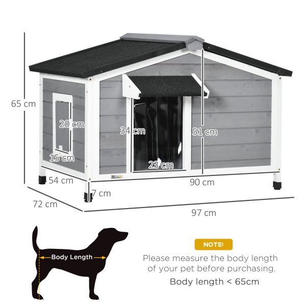 PawHut Wooden Dog Kennel for Outside 97L x 72W x 65Hcm, Grey - Image 6