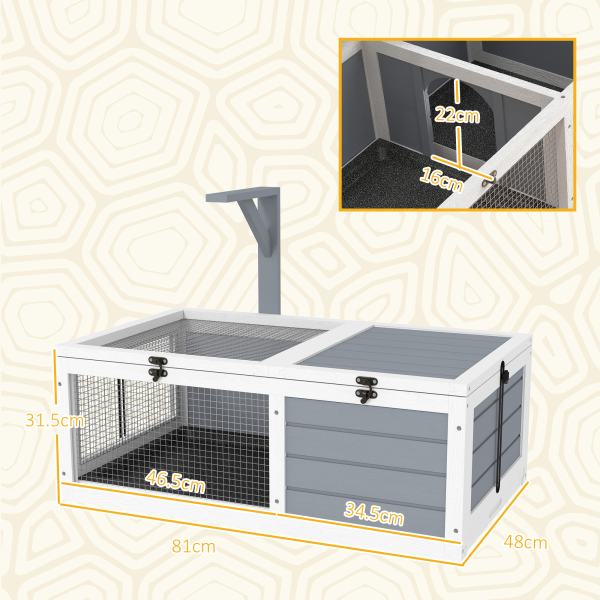 PawHut Tortoise Enclosure w/ Run, Lamp Holder, Pull Out Trays, Hideaway - Image 6