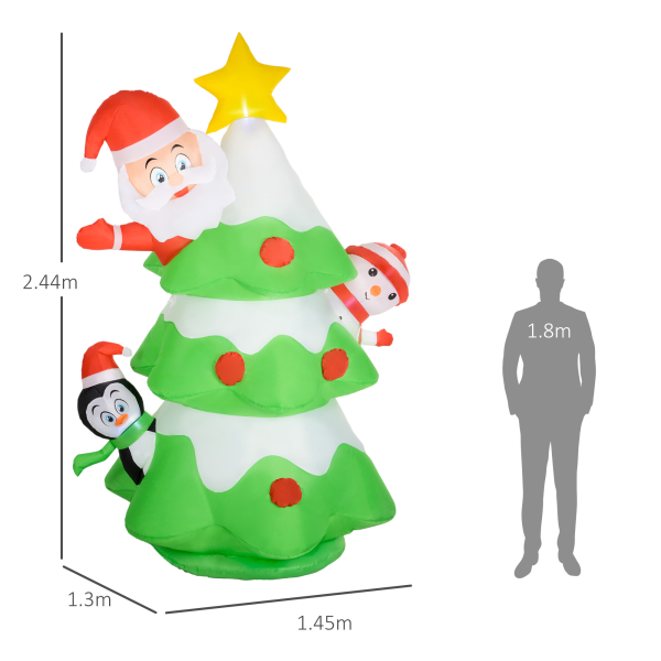 Outsunny 8ft Christmas Blow Up Christmas Tree with Santa Claus for Outdoor - Image 5